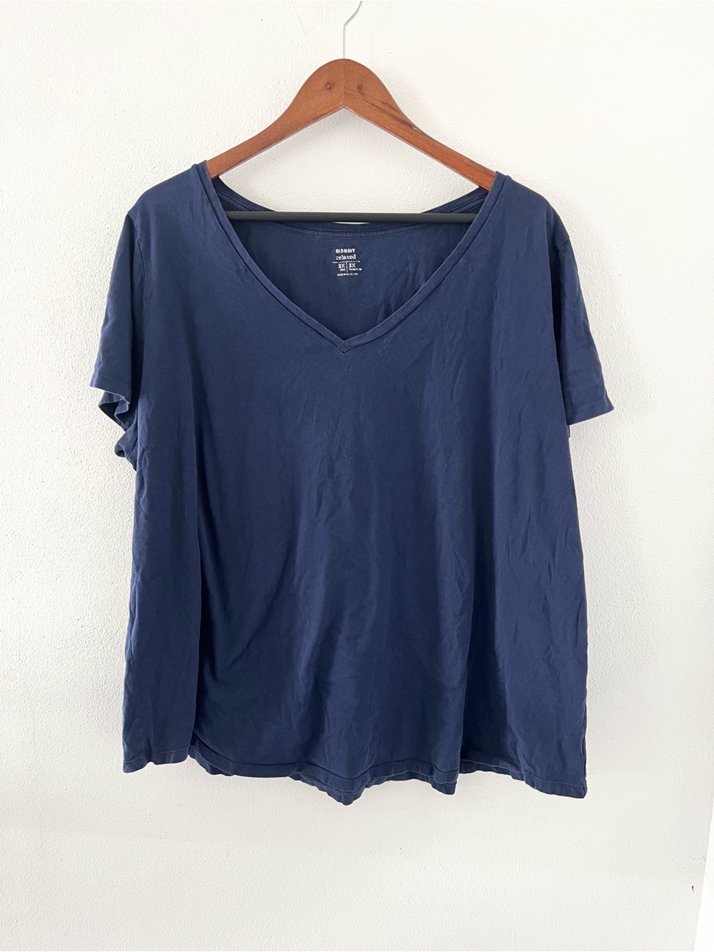 Old Navy Relaxed Plus Size 3X Navy Blue V-Neck Short Sleeve T-Shirt Tee